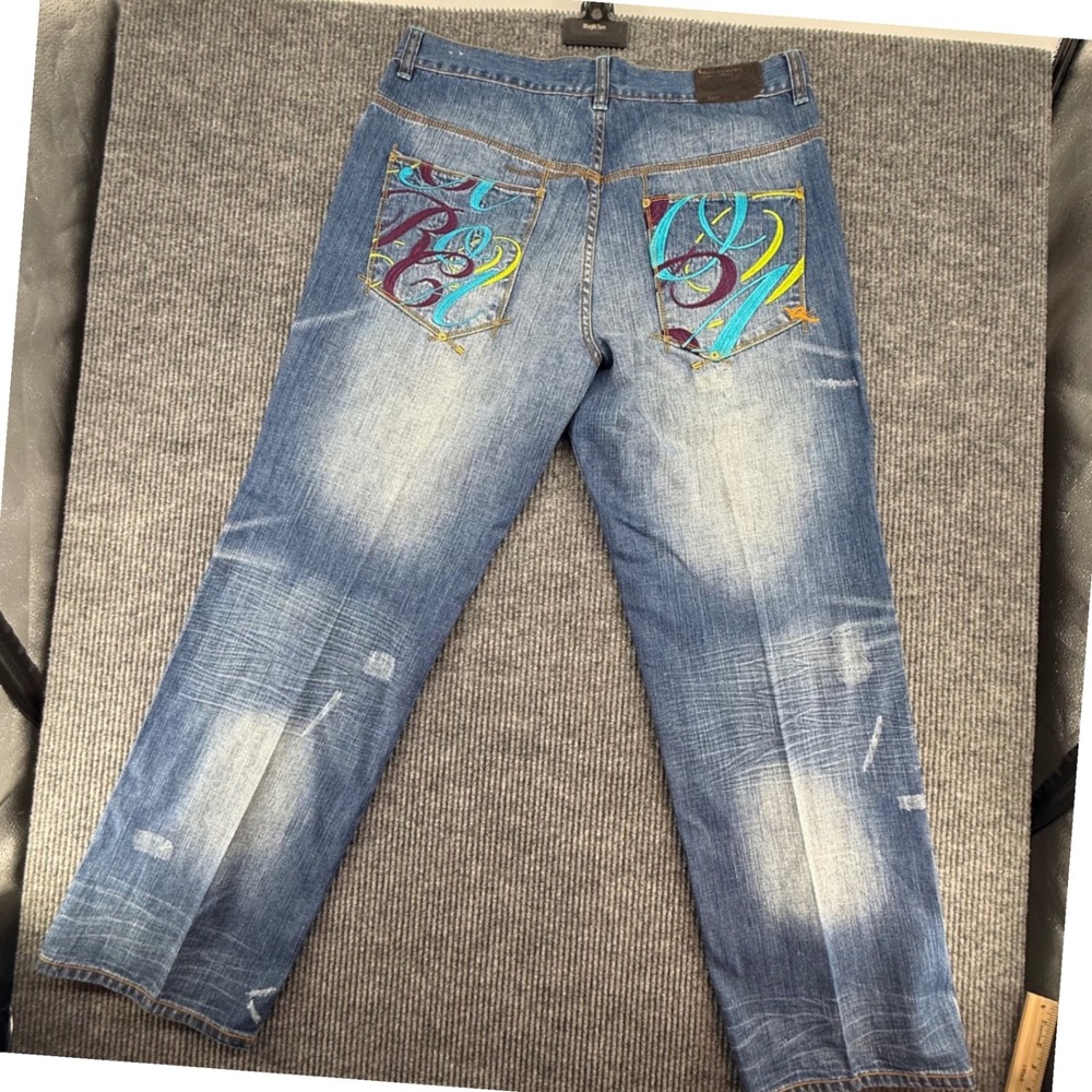 Rocawear Jeans Mens 40 Blue Excellent‎ Embroidered Back Pocket Y2K Baggy Denim